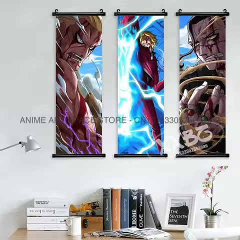 Classic One Piece Wall Scroll HD Canvas Hanging Poster Zoro Luffy Ace Usopp Grand Line Anime Art for