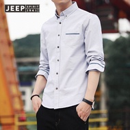 JEEP SPIRITเสื้อ แขนยาวผู้ชายเสื้อลำลองอ๊อกฟอร์ดหมุน