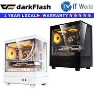 darkFlash Computer PC Case DB330M M-ATX A-Pillarless 270 Panoramic Room (Black | White) | itw