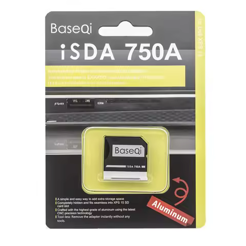 BaseQi Dell 750A Aluminum Stealth drive Micro SD/TF Card Adapter SD Card Reader For Dell XPS 15-inch