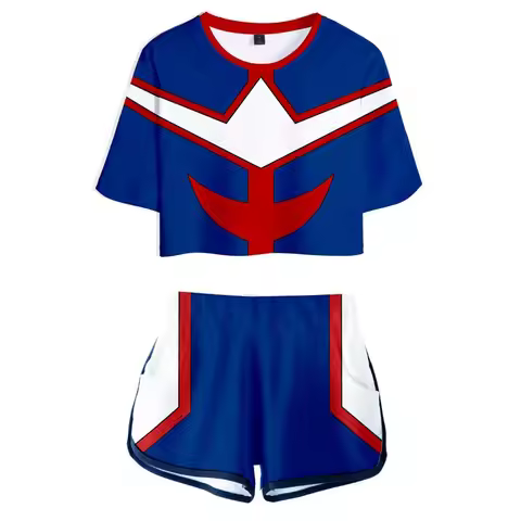MHA My Hero Academy Cosplay Costume Ochaco Uraraka Crop Top+Short Summer Sportswear Todoroki Shoto B