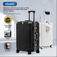 Youbisi 20kg/30kg/40kg Aluminum Luggage multifunctional suitcase With USB Charging Port | Cup Holder