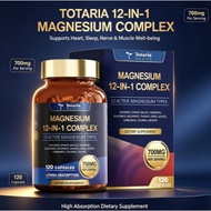 Totaria 12‑in‑1 Magnesium Complex 120 Capsules, Multi Magnesium Supplement for Heart, Nerve & Muscle
