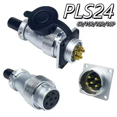 PLS24 WS24 Circular Metal Aviation Socket Plug Wire Female Male Connector M24 6/10/12/19 Pin Threade