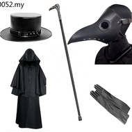 Plague Doctor Beak Mask Crow Cane Gas Robe Cloak Cybo Punk Halloween SCP049