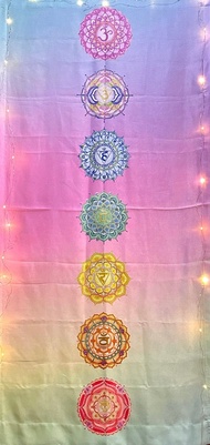 獨家創作 喜悅禪七脈輪曼陀羅 正能量神聖圖騰掛布.瑜伽靜坐鋪巾