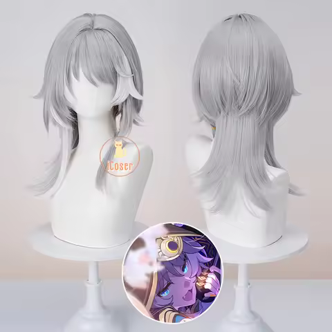 iCoser Honkai Star Rail Cipher Cosplay Wig Cifera Gray White Long Hair Amphoreus Halloween Party for
