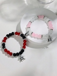 2 Piezas De Pulsera A Juego De Araña De Moda Para Parejas De Amistad De Relación Distancia De Promesa Para Los Mejores Amigos Bff Joyería Con Estilo Jaketos De Regalo