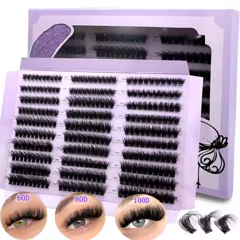 HBZGTLAD 290/300Pcs Fluffy Thick Eyelash Clusters D/DD Wispy Individual Lashes 60/80/100 Mix Eyelash