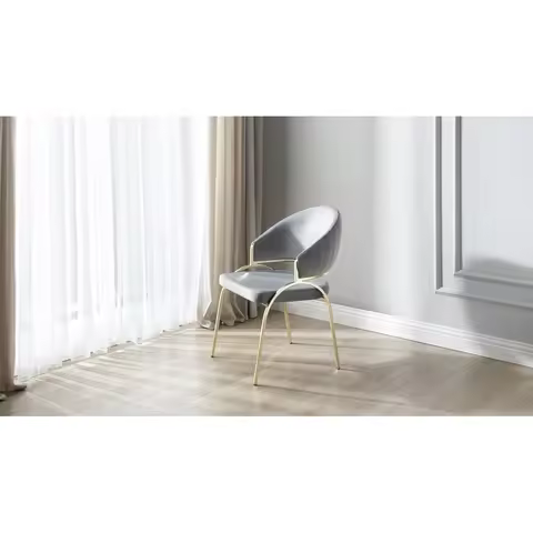 Gray Chair - Metal & Gold Legs - Ruby Upgrade - Modern Style