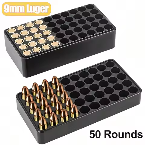9mm Ammo Checkers 50 Rounds Bullet Box Ammo Checker Cartridge Gauge for Reloading Ammunition Case