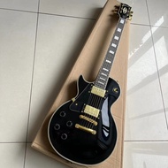 Left Handed Gibson Les Paul Custom Electric Guitar HH Gold Humbucker pickups Black Professional Guitar