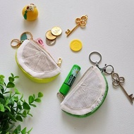 【KYZ/青檸香柚鑰匙包】青檸檬 金柚子 日本帆布 法國金蔥銀蔥布