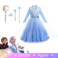 Elsa Costume For Kids Girl Frozen 2 White Blue Princess Dress With Cloak Halloween Christmas Outfits Mesh Gown For Kids