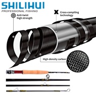 SHILIHUI Carbon Fiber Fly Fishing Rod Baits Jigging Freshwater Pole 2.43M&amp;2.74M 8FT&amp;9FT 4 Section 3/4 5/6 Soft Cork Handle Ultralight Fly Rod Lure Fishing Rods Tackle Accessories Gear