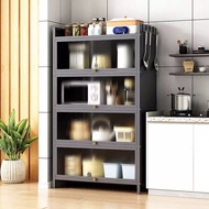 Multifunction Dust-Proof Kitchen Cabinet Rack Microwave Oven Cabinet Kitchen Storage Rack With Wheel