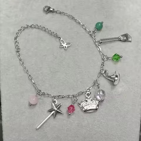 Wicked Bracelet Wicked Charm Bracelet Adjustable Charm Bracelet Glinda Wand Crown Elphaba Witch Hat 