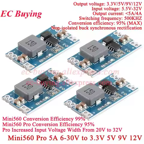 10Pcs/1pc Mini560 Pro 5A DC-DC Mini 560 PRO Step-Down Buck Stabilized Voltage Power Supply Module 6-