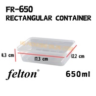 (650ml)Microwavable Rectangular Container FR650 (50set±) Disposable Plastic Food Container / Felton