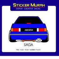 Stiker kereta. Stiker belakang proton saga
