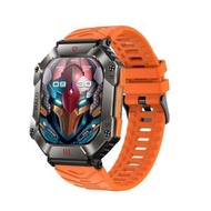 包送貨 - KR80 2.0 英寸藍牙5.1 IP67級防水運動智慧手錶， 支援藍牙通話/血氧/心率/睡眠/血壓健康監測（黑色+橙色） 黑色+橙色