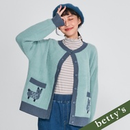 Betty's (35) Alpaca Double Pocket Mohair Cardigan Top (Blue Green)