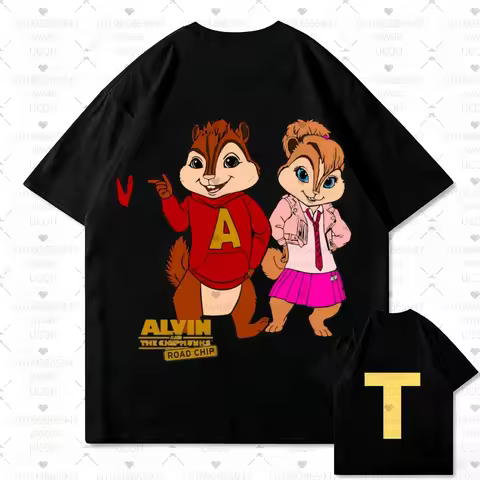 Alvin and Chipmunk Children's T-shirt Camisa S/P Promotion Animation Printed T-shirt Top Retro women