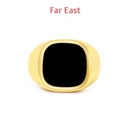 FAR EAST 9K/375 Yellow Gold Onyx Signet Ring