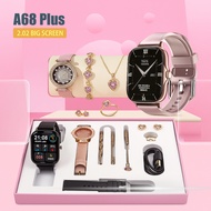 A68 Plus Smart Watch Luxury 6 in 1 Waterproof Touchscreen Smart Band Woman Smartwatch Free Necklace 