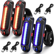 4 Pcs Bike Light USB rechargeable bike tail light Bike Headlight & Tail Light Set Ultra Bright Bicyc