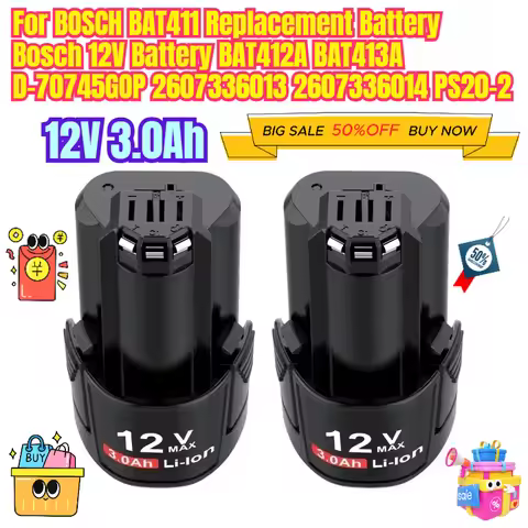 12V 3.0Ah for BOSCH BAT411 Replacement Battery Bosch 12V Battery BAT412A BAT413A D-70745GOP 26073360