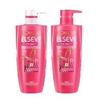 LOreal Elseve Keratin Smooth 72H Set (Shampoo 410ml + Conditioner 410ml) ลอรีอัล เอลแซฟ เคราติน สมูท