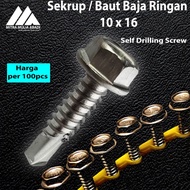 AI733 Sekrup Baut Baja Ringan 10 x 16 - Sekrup Roofing 100pcs