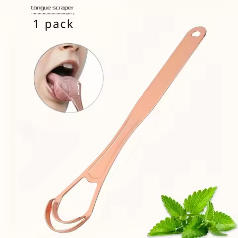 Double-layer Tongue Cleaner Brush with Stainless Steel Deep Cleaning Bristles & Fresh Breath Tips to