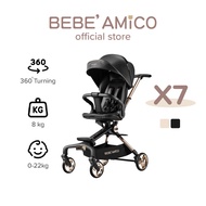 Bebe Amico X7 Two Ways Facing Newborn Baby Stroller | Hadap Depan Belakang Kerusi Penolak | 360 Rota