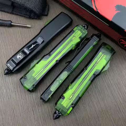 Micro OTF TECH UT85 Pocket Knife Black Blade CNC Aaluminum Handle Tactical Camping Survival EDC Tool