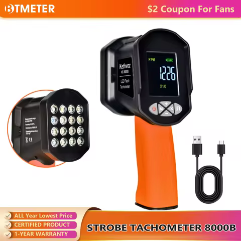 BTMETER BT-8000B Digital Strobe Tachometer - Handheld RPM/FPM Speed Meter (60-99,999 FPM), Industria