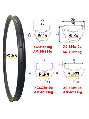 29er XC AM MTB 30mm 33mm 35mm Wide Carbon Rim 25mm Deep Symmetric or Asymmetric Tubeless 24 28 32 36