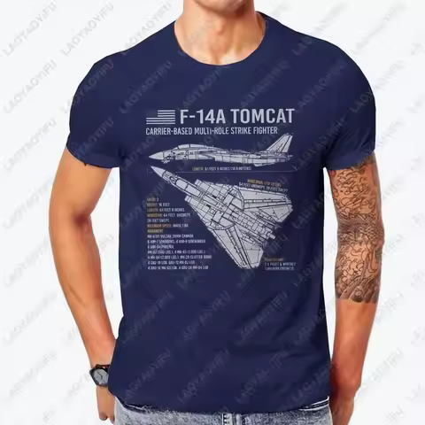 F-14 Tomcat US Navy Aircraft Plane USAF Airplane Blueprint O Neck TShirt Top Gun TShirt Man's Clothe