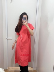 Uniqlo Phòng thử đồ nữ Đầm Áo Thun cotton mùa hè 2024 cho nữ váy dài vừa phải nhanh khô thấm mồ hôi 