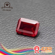 Emerald Shape Ruby Red Corundum Synthetic Lab Gemstonenatural Rises DS Test