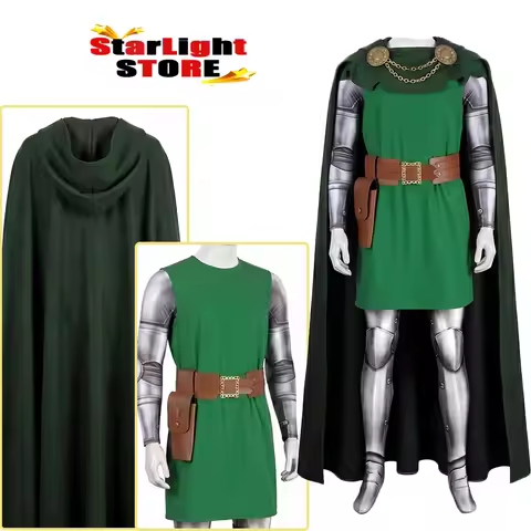 Doctor Doom Cosplay Costume Movie Doom Day Green Clothing Cloak Outfits Disguise Halloween Carnival 