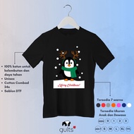 Gults512 Merry Christmas Natal Penguin Kaos Anak &amp; Dewasa