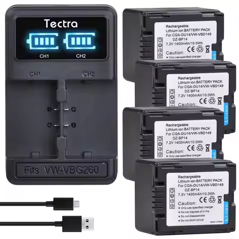 1400mAh CGA-DU14 Battery/LED Charger for PANASONIC CGR-DU06 DU07 DU12 DU21 NV-GS10 GS100K GS17E PV-G