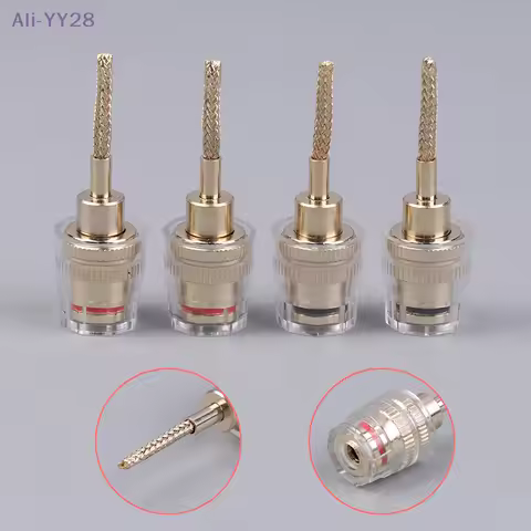 【YY28】2/4Pcs 4MM Banana Female To 2MM Pin Connector HIFI Cable Adapter Plug Braided Copper Wire Sock