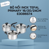 Tefal Primary stainless steel pot set 16/18/20cm E308S674 - 16cm - 1.5L pot, 18cm - 2.2L pot, 20cm -