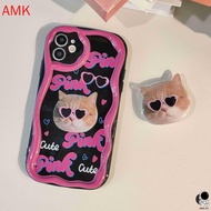 AMK Xiaomi 13T 12T Poco X6 M6 F5 X5 F4 F3 X4 X3 X2 GT NFC M6 M4 M3 C65 C55 C40 11 12 13 12S LITE PRO Civi 2 4G 5G clear Cute cat head stand shockproof phone case GNCNY