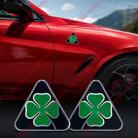 Quadrifoglio Badge Super Sport Black Clover Emblem Fender Logo For Alfa Romeo Giulia Stelvio Exterio