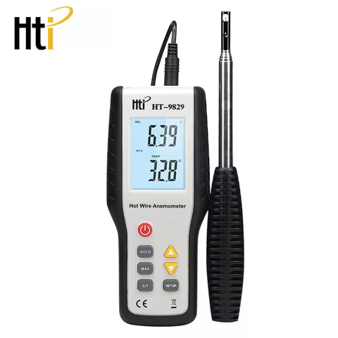 Hti HT-9829 Digital Portable Wind Speed Meter High Sensitivity Hot Wire Thermal Anemometer M/s Measu