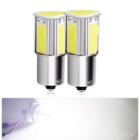 1156 BA15S 1157 BAY15D 2Pcs 12V White Yellow Red Green Ice Blue LED Brake Lamp Bulbs Big Heatsink Ca